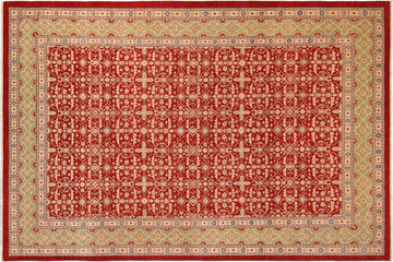 handmade Transitional Kafkaz Chobi Ziegler Red Green Hand Knotted RECTANGLE 100% WOOL area rug 10 x 14